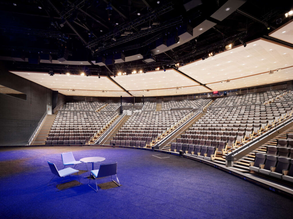 Congress hall at Svenska Mässan GothiaTowers. Taken from the stage showing the seats.